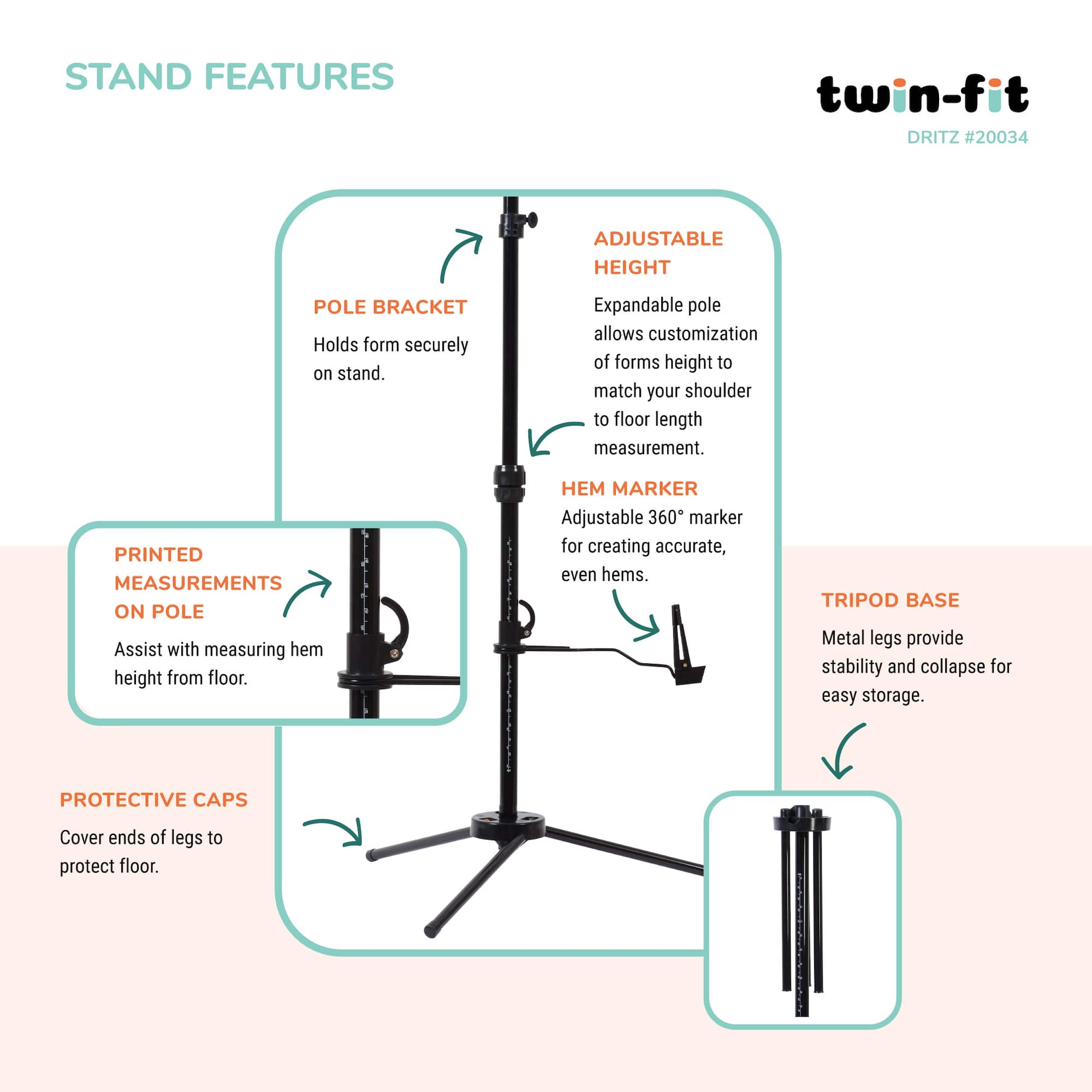 Dritz® Twin-Fit Full Figure Dress Form with Adjustable Tri-Pod Stand